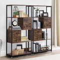 5 Tier Wood Bookcase with Drawer and Door, Rustic Brown C143743