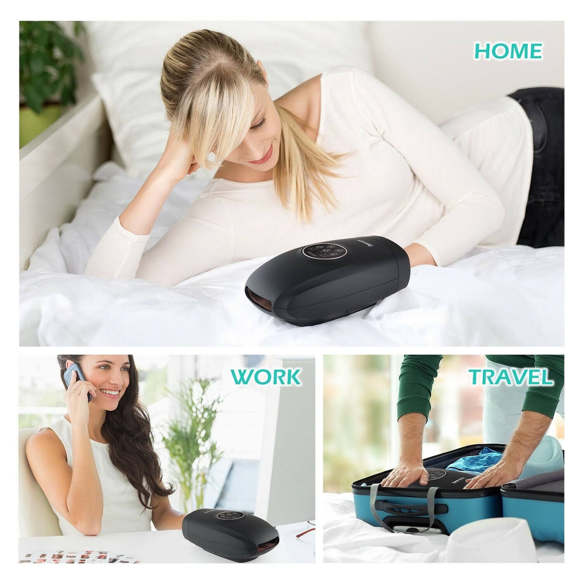 Cordless Air Compression Hand Massager with Heat - Black E5675