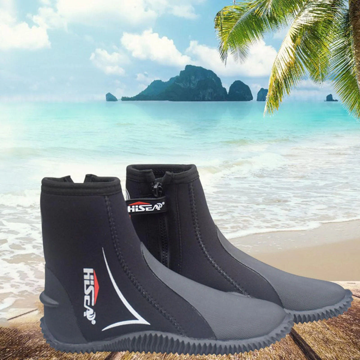 5mm Neoprene Scuba Diving Booties Wetsuit Boots Water Sports Unisex Anti Slip Rubber Sole Swim Surf for Wakeboarding Diving Kayaking Fishing 24.5-25 X1221