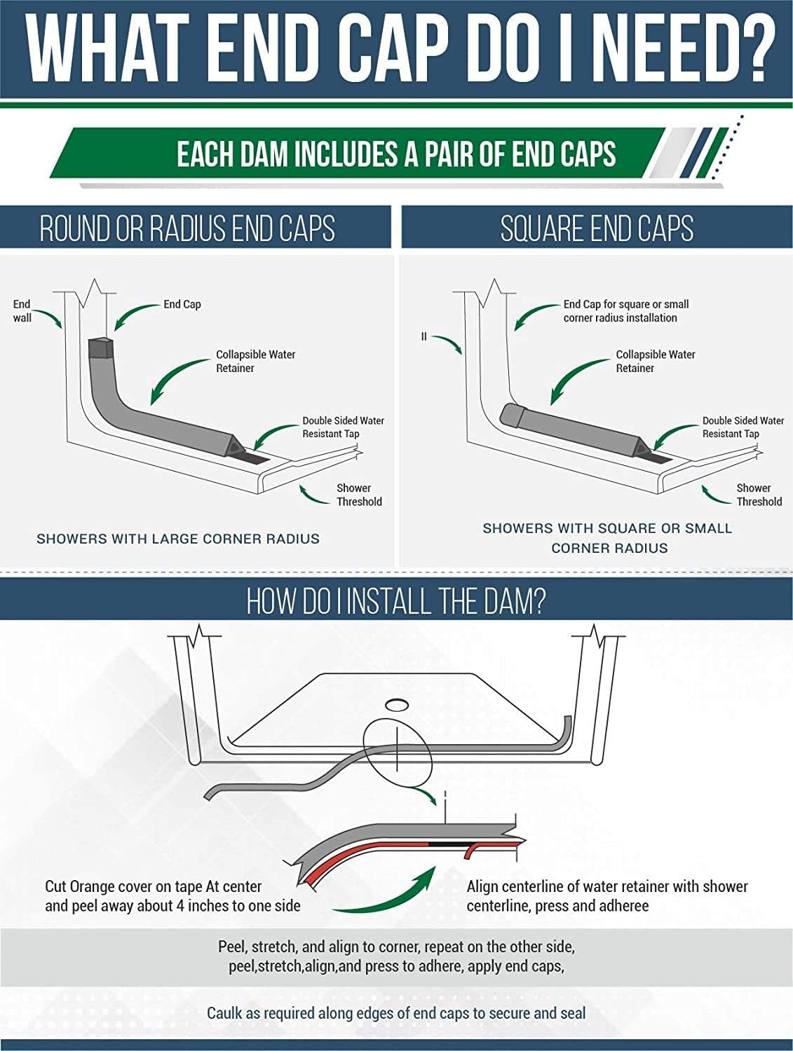 Collapsible Threshold Water Dam with Pair of End Caps, 66 Inch A299